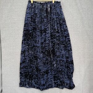 Gypsy Global Burn Out Velvet Maxi Skirt Blue Black Sz M Whimsigoth Ren Faire